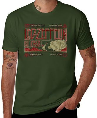 Generic Led Music Zeppelin Retro Zeppelin and Smoke T-Shirt - Vintage Rock Band Graphic Tee for Men and Women Army Green-Style 6XL