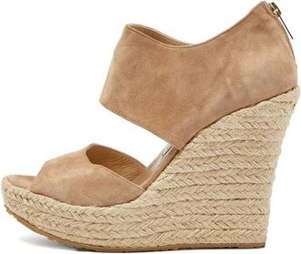 Jimmy Choo London 120mm suede wedge sandals - Neutrals