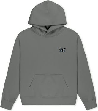 Dalix Butterfly Relaxed Midweight Fleece Pullover Hoodie in Shadow at Nordstrom, Size Xx-Large