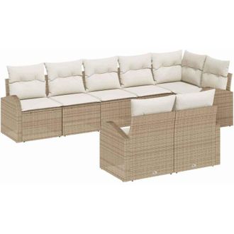 vidaXL Conjunto De Sof&aacute; De Jard&iacute;n 8 Pcs Beige, Blanco Polirat&aacute;n Vidaxl