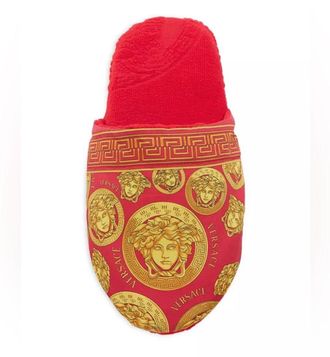 Versace Red Medusa Print Slippers Size S