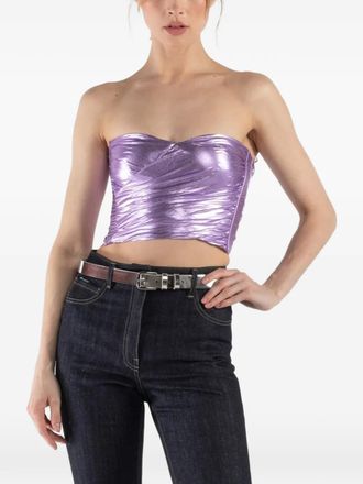 Forte_Forte gathered-design strapless top - Paars