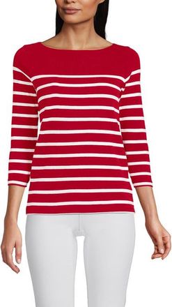 Lands End Mariner Jersey Boatneck Top in Compass Red Stripes at Nordstrom, Size X-Small P