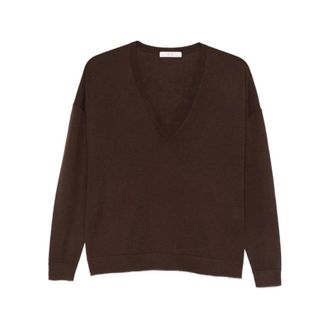 Co Cashmere Knitwear, female, Brown, Size: M V-Neck Sweater in Fine Cashmere