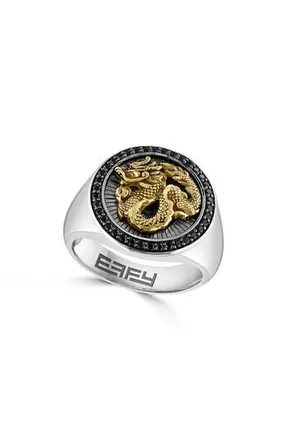 Effy Mens Sterling Silver Black Spinel Dragon Ring at Nordstrom Rack, Size 10