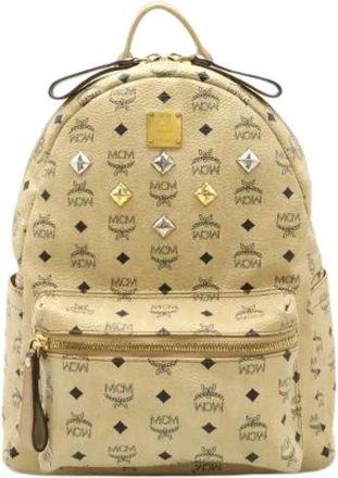 MCM Pre-owned Backpacks, female, Beige, Size: ONE SIZE Pre-owned Visetos Logogram Backpack