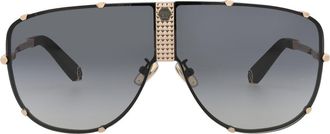 Philipp Plein 69mm Shield Sunglasses in Gold Gold Smoke at Nordstrom Rack