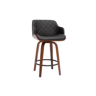 Miliboo Taburete De Cocina De Madera Oscura Y Negro 65 Cm Lucien