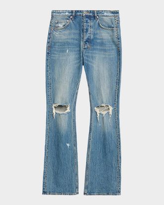 Ksubi Mens Bronko Texas Studded Wide-Leg Bootcut Jeans