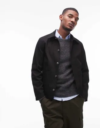 Arket heavy twill workwear overshirt in black