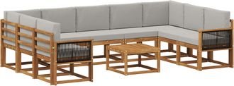 vidaXL Conjunto De Sof&aacute;s De Exterior 10 Uds. Natural Y Gris Claro Vidaxl