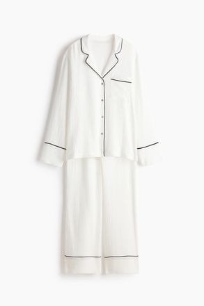 H&M Pyjama aus Baumwollmusselin - Weiss