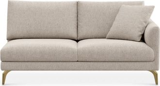Castlery Lena Right Arm 2 Seater Sofa Customized, Performance Classic Twill Light Grey Brass Legs, Spill Resistant, Removable Covers for Castlery
