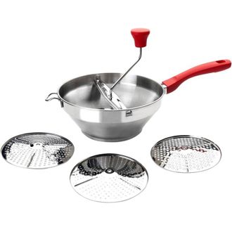 Ibili PASAPURES Luxe 3 DISCOS 24 CM, Stainless Steel, Argento/Rosso