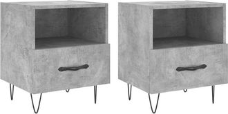 vidaXL Vidaxl - Mesita noche 2 uds madera ingeniería gris hormigón 40x35x47,5cm