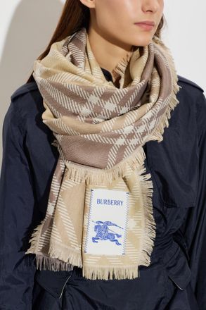 Burberry Scarf With Logo, Unisex, Beige