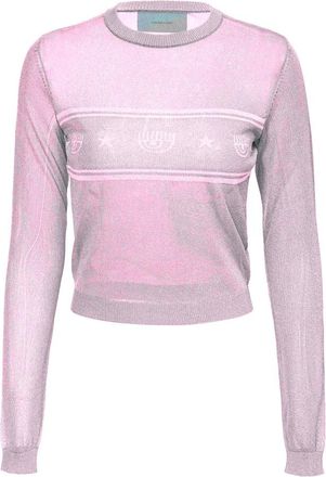 Chiara Ferragni Roze Crewneck - Dames - Ronde hals truien - Roze - L - Truien & Vesten