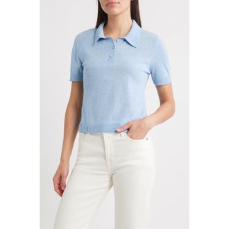 Mango Cielo Short Sleeve Polo Sweater in Blue at Nordstrom Rack, Size Small
