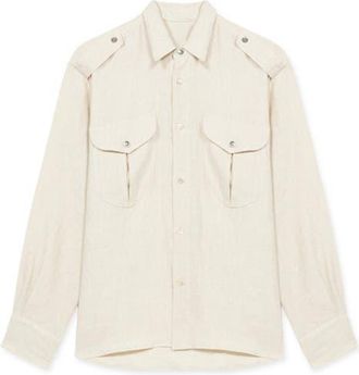 Fortela Luke Sahariana Linen Shirt in Stone at Nordstrom, Size 40 Eu