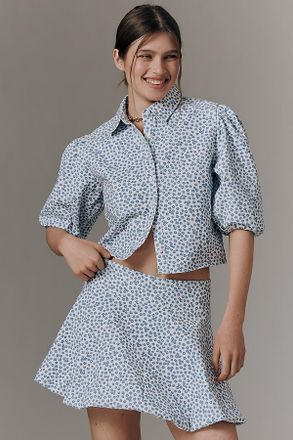 Maeve Bubble-Sleeve Buttondown Top