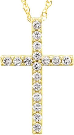 Pompeii3 1/3Ct Diamond Cross Pendant Womens Necklace 18 10k Yellow Gold 21mm Tall