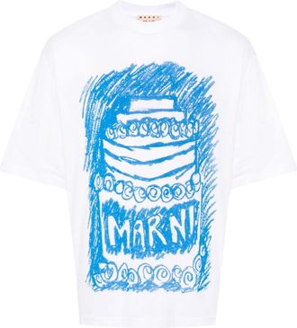 Marni cake-print jersey T-shirt - men - Cotton - 54 - White