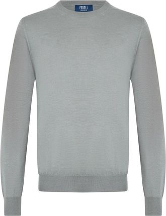 Fedeli Truien & Vesten, Heren, Grijs, L, Kasjmier, Cashmere en Zijden Trui