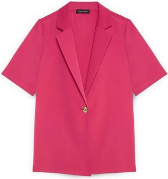 Fiorella Rubino Fluid Blazer met Juweelknop - Dames - Blazers - Roze - 3XL - Leer - Jassen