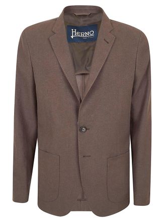 Herno Linen-Cotton Blend Jacket with Peak Lapels and Two-Button Closure