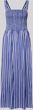 Marc Cain Midikleid im Allover-Look mit Smok-Details in Royal, Gr&ouml;&szlig;e 38