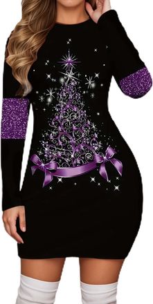 Generic Ladies Dresses Maxi for Women UK Ugly Christmas Jumpers Skirt Prom Slimming Dressess Midi Plus Size Casual Party Dress Bodycon Womens Costume Cocktail