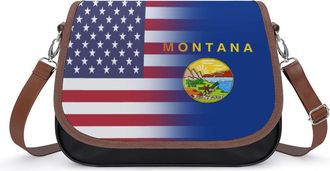 Generic US & Montana1 State Flag Fashion Womens Crossbody Bags Novelty Handbag Shoulder Bag Purse