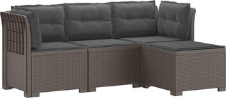 vidaXL Sof&aacute; De Jard&iacute;n Para 4 Personas Con Cojines Y Dise&ntilde;o De Rattan Vidaxl