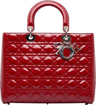 Dior Red Patent Leather Large Lady Dior