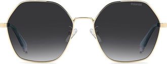 Polaroid 56mm Polarized Gradient Square Sunglasses in Gold/Grey at Nordstrom