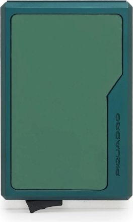 Piquadro Mag Safe pop-up kaarthouder - unisex - Portefeuilles - Groen - ONE Size - Leer - Accessoires