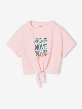 Vertbaudet SportlichersT-Shirt zum Binden MOVE f&uuml;r M&auml;dchen, Recycling-Baumwolle hellrosa