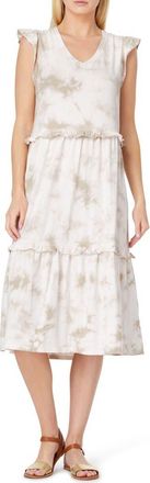 C&C California Jada Tiered Ruffle Midi Dress in Sand Tie Dye at Nordstrom Rack, Size Small
