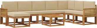 vidaXL Conjunto De Sof&aacute;s De Exterior 9 Uds. Natural Y Beige Vidaxl