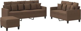 vidaXL Juego de sofás con cojines 3 piezas tela marrón vidaXL