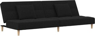 vidaXL Sof&aacute; Cama De 2 Plazas Con Dos Almohadas Tela Negro Vidaxl