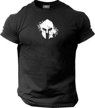 Generic Blood Spartan Helmet T Shirt Gym Clothing Bodybuilding Training Workout Exercise Boxing MMA Top (UK, Alpha, 3XL, Regular, Regular, Black)