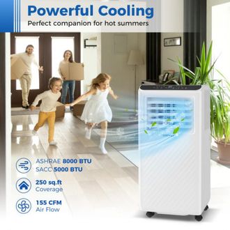 Costway 8000 BTU Portable Air Conditioner 3 in 1 Floor AC Unit with Fan and Dehumidifier-White