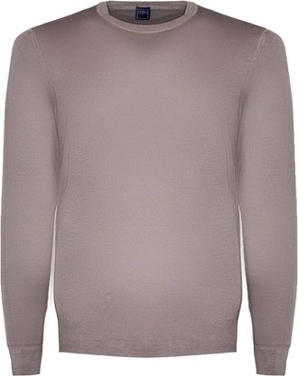 Fedeli Round-neck Knitwear, male, Beige, M, Beige Merino Wool Crewneck Jumper