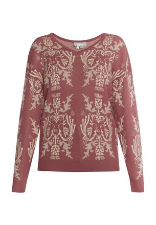 Usha Gebreide trui Dames Oud roze cr&egrave;me