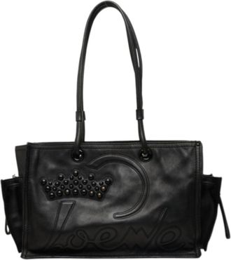 Loewe Black Leather Shoulder Bag Tote Bag (Pre-Owned)