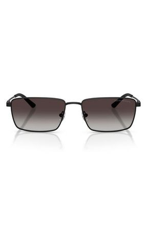 Emporio Armani 57mm Rectangular Sunglasses in Matte Black /Grey Gradient at Nordstrom