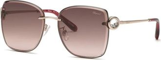 Chopard Rood Goud Zonnebril Bruin Gradient Roze - Dames - Zonnebrillen - Geel - 58 MM - Accessoires