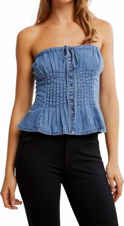 Free People Wink Tube Top In Medium Wash
