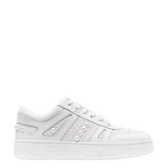 Jimmy Choo London Womens Hawaii/F White Low Top Sneakers, Brand Size 34 ( US Size 4 )